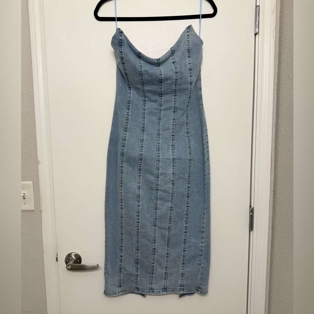 Strapless Blue Denim Dress